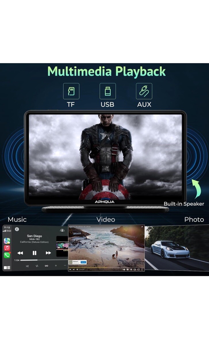 2024 APHQUA Wireless Portable Carplay and Android Auto,Carplay Screen for Car…