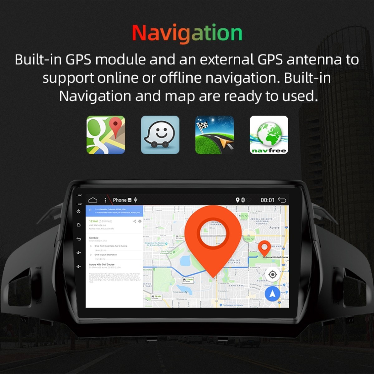 9” Car Radio For Ford C-MAX 2013-2017 Android 14 GPS Navi WIFI 4+64G BT USB DSP