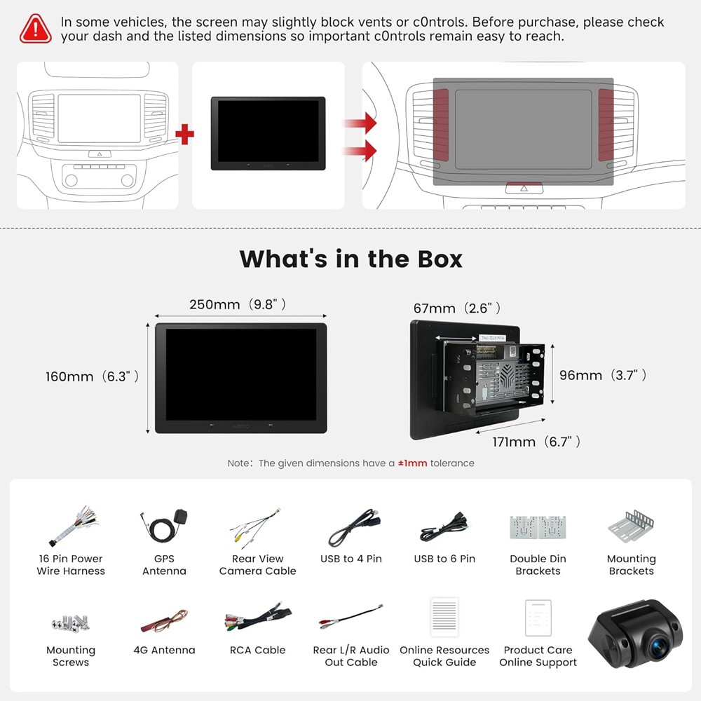2026 NEW ATOTO A7 Android13 4+64B Car Stereo AI Voice Radio 4G LET Rear Camera