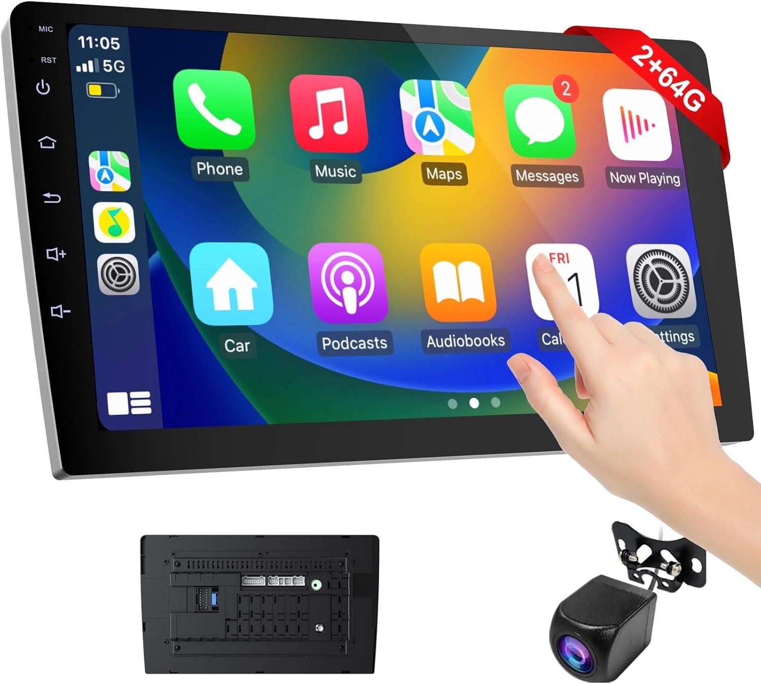 All-in-One 9” Carplay Screen with Wireless Android Auto & Backup Safety Camera