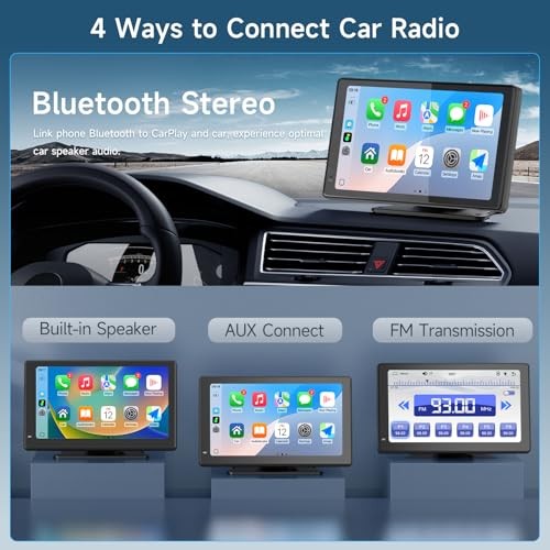 7-Inch Portable Car Display Stereo, Wireless CarPlay & Android Auto, 2.5D
