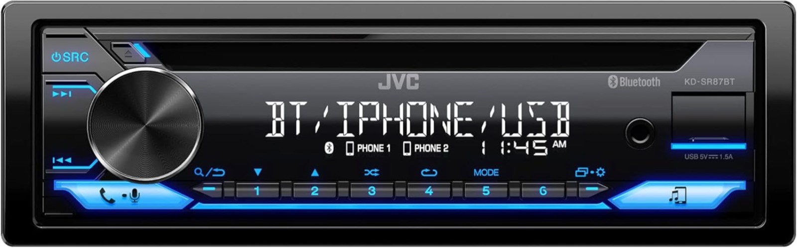KD-SR87BT Bluetooth CD Car Stereo with USB Port – AM/FM Radio, MP3 Player, Hi…