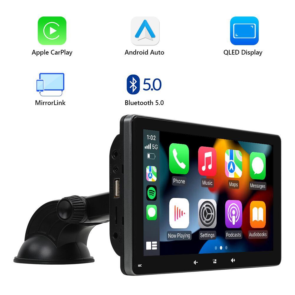 Android Auto Portable 7″ QLED Car Stereo Radio Apple CarPlay Head Unit Bluetooth