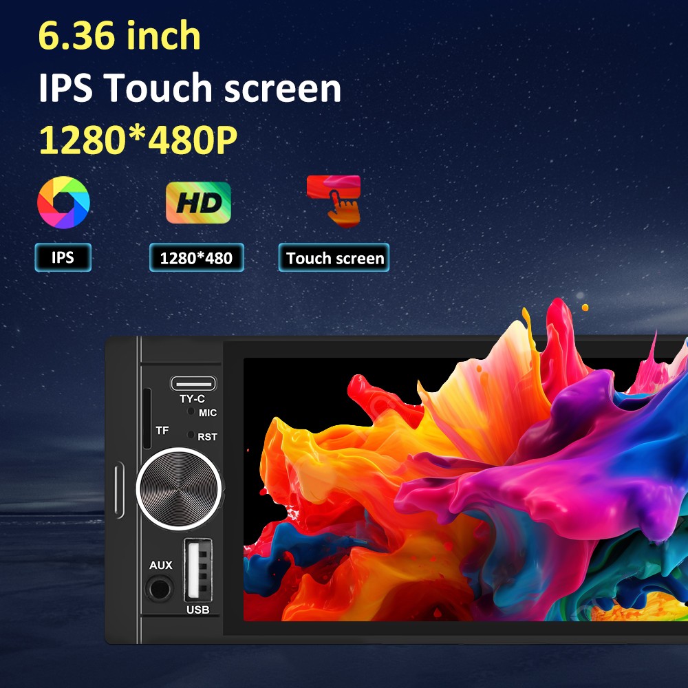 Rear Camera MIC 6.36″CarPlay Android Auto Universal Car Stereo Multimedia Player