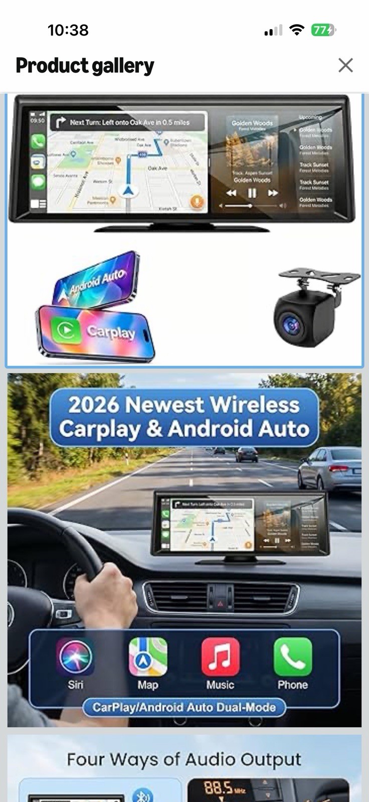 8.1″ Portable Wireless CarPlay Stereo with 2K Dash Cam