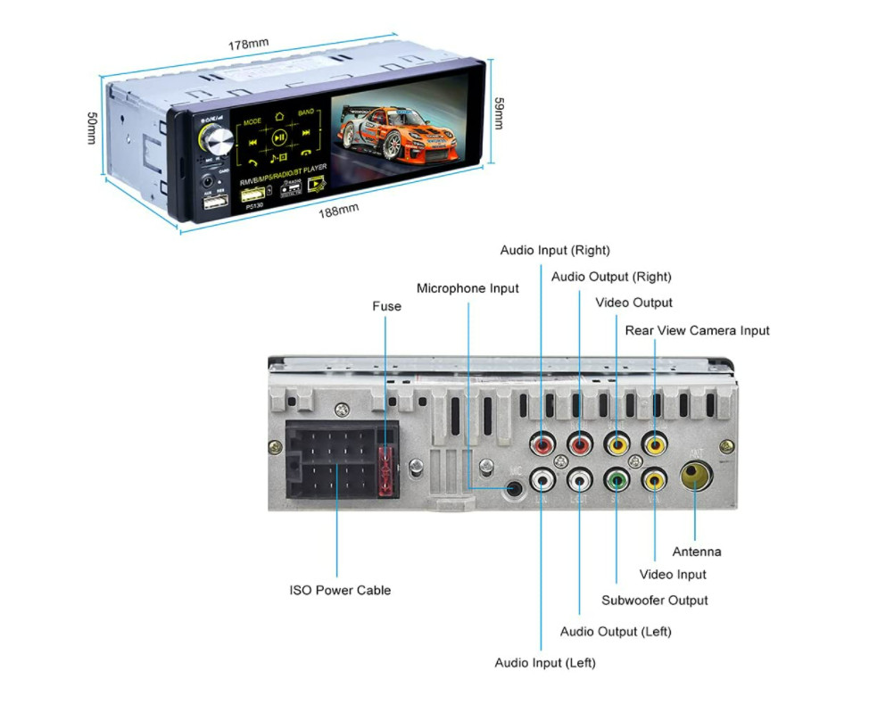 Estereo De Pantalla con Bluetooth Para Coche Carro Auto MP5 Player USB/SD/AUX/FM