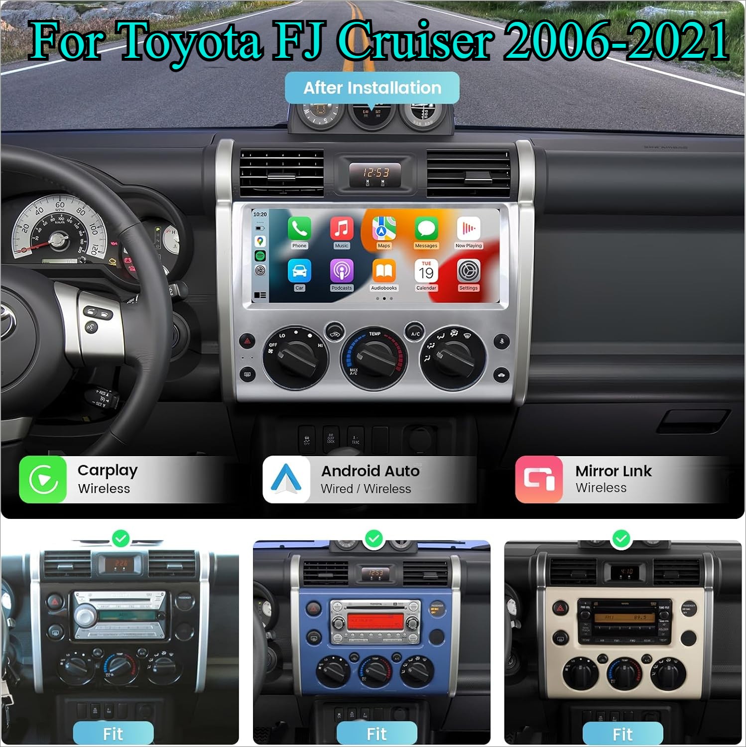 12.3Inch Car Stereo Radio For Toyota FJ Land Cruiser 2006-2021 GPS Carplay Navi