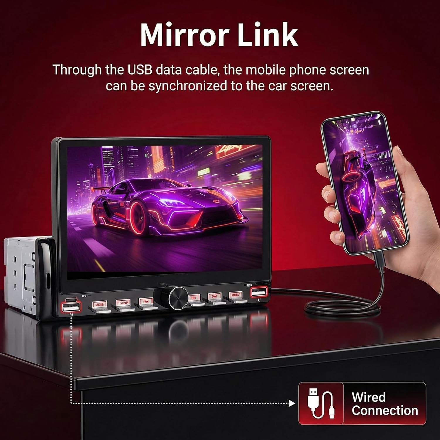 Single Din Touchscreen Car Radio with Bluetooth & Backup Camera Support