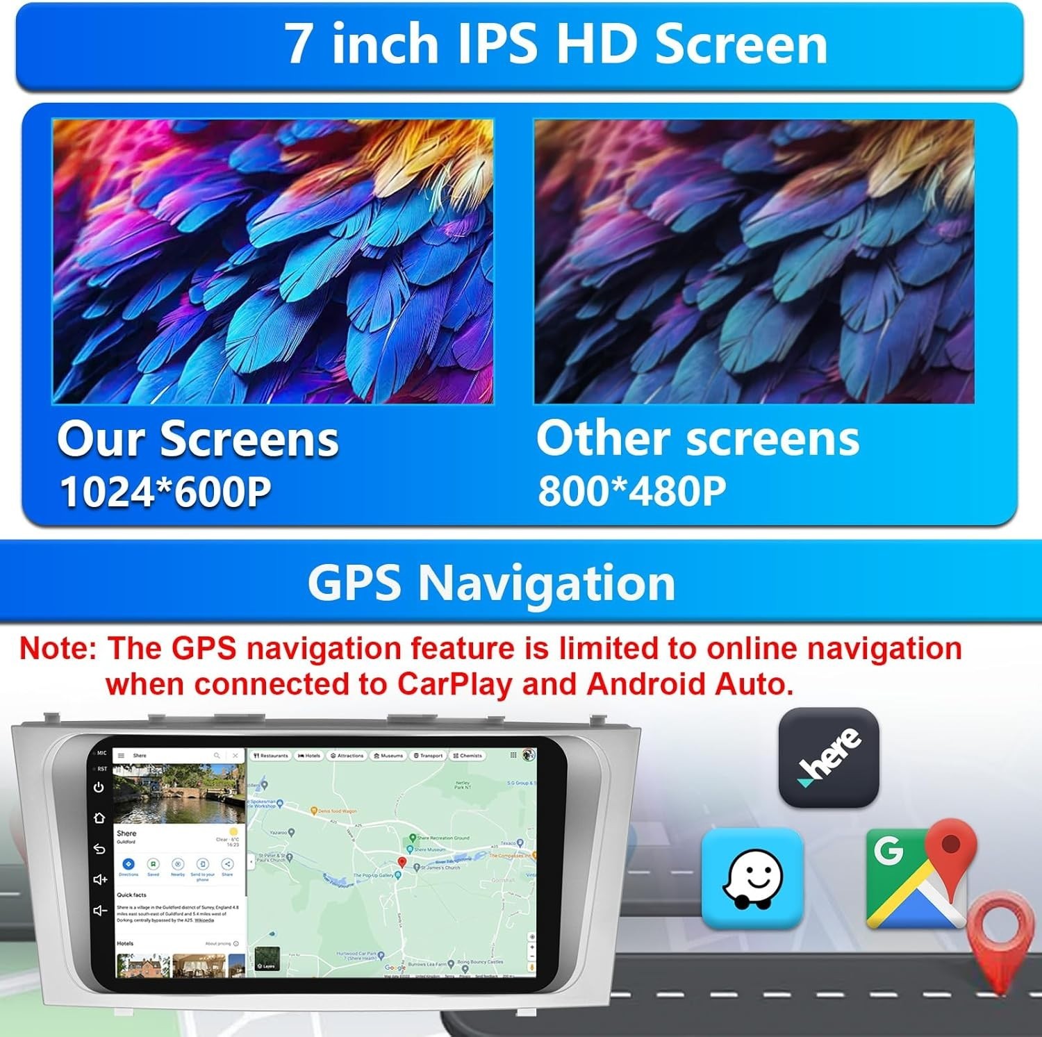 Toyota Camry 2007-2011 Car Stereo Carplay Android Auto w 9″ Touchscreen GPS SWC