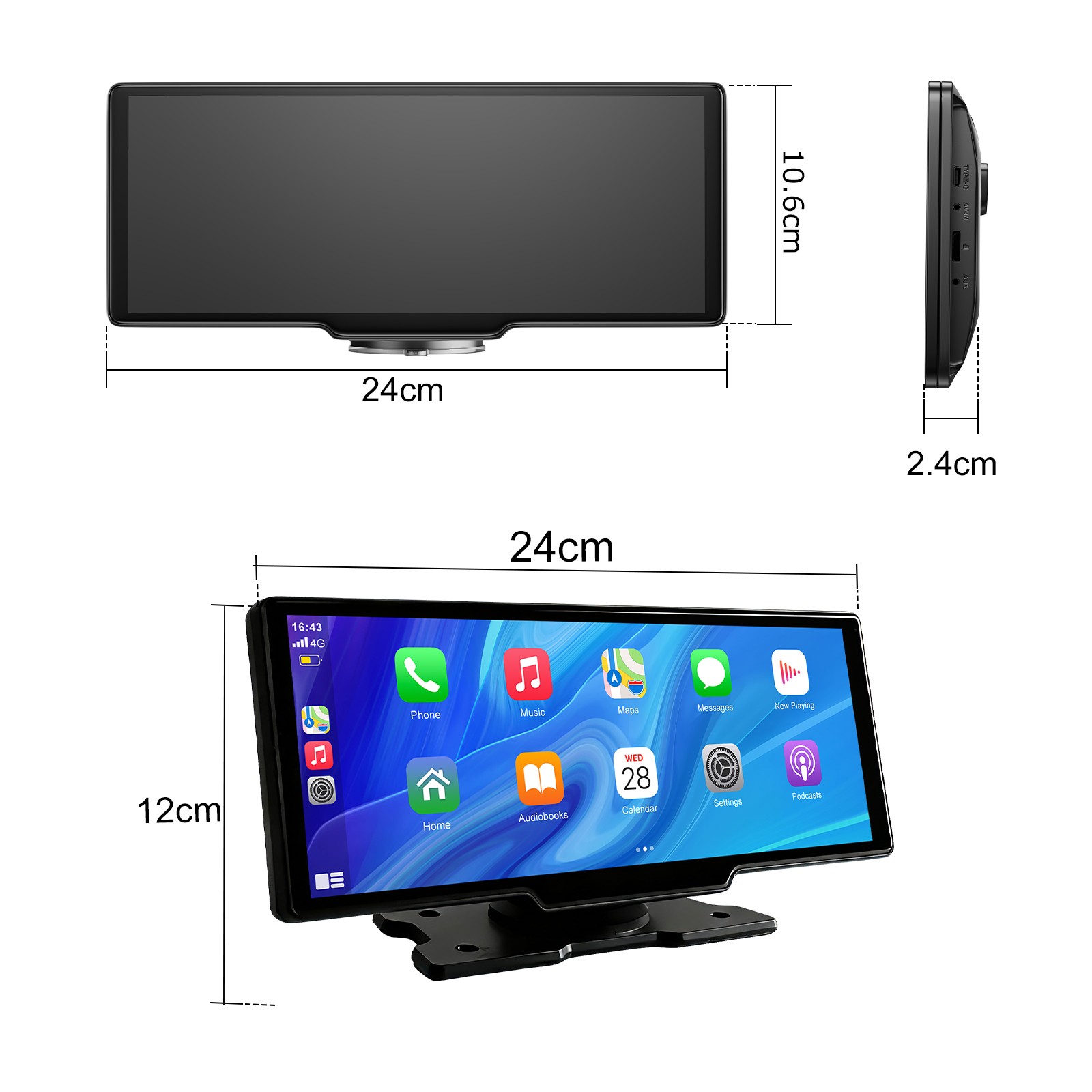 10.26″ Touch Screen Wireless Apple Carplay Portable Car Stereo Android Auto USA