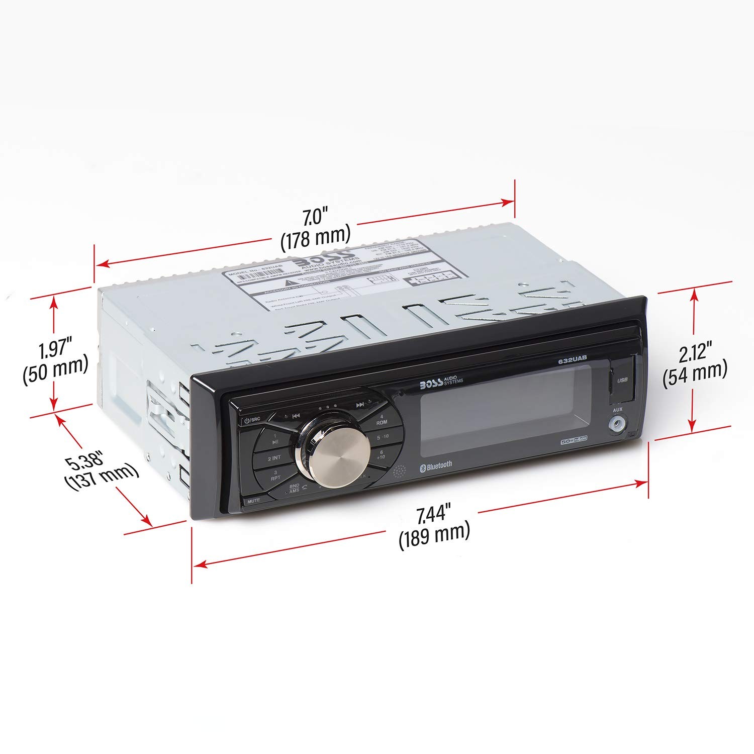 BOSS Audio Systems 632UAB Car Stereo – Single Din, Bluetooth, One Size, Black