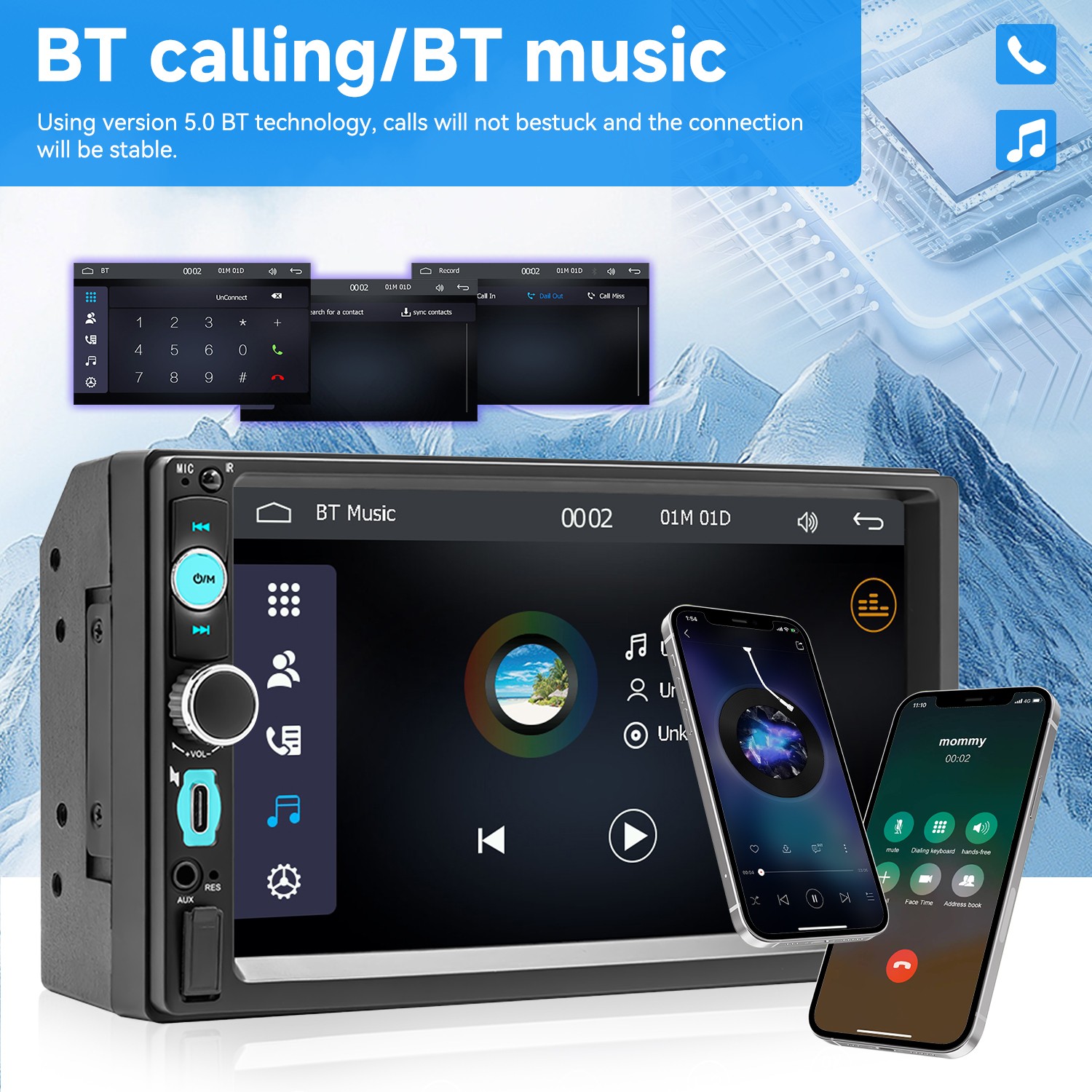 16GB 7″ Touch Screen Stereo Bluetooth Radio Car For Apple/Android Carplay GPS