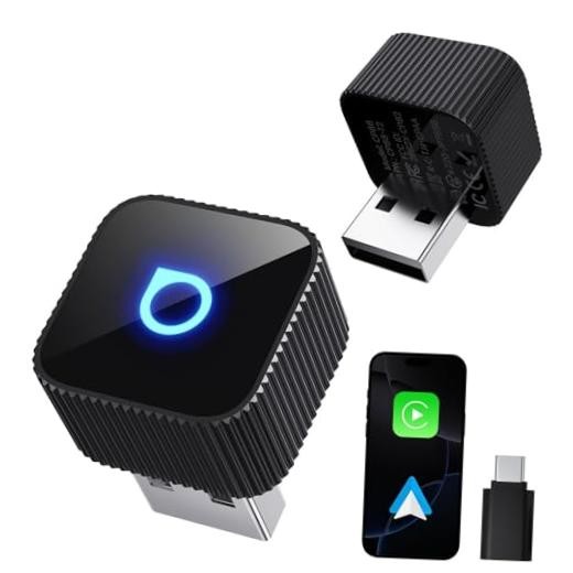 Mini Slim Wireless CarPlay & Android Auto Adapter – USB-A/USB-C Dual Port – 5s