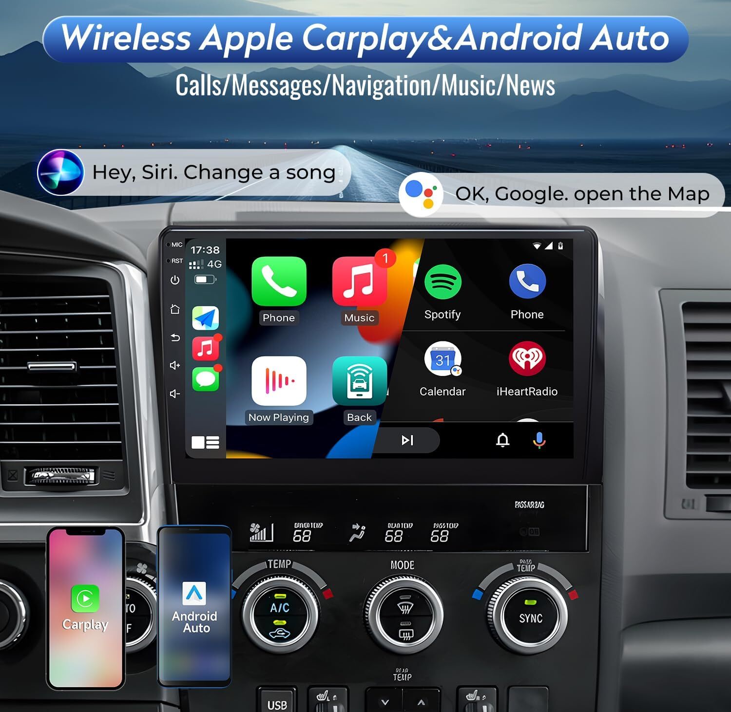 Apple Carplay For Toyota Tundra 2007-2013 Sequoia 2008-2018 Car Stereo GPS Radio