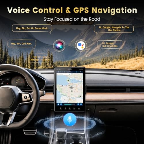 9.5″ Single Din Car Stereo with Bluetooth & HD IPS – CarPlay & Android Auto