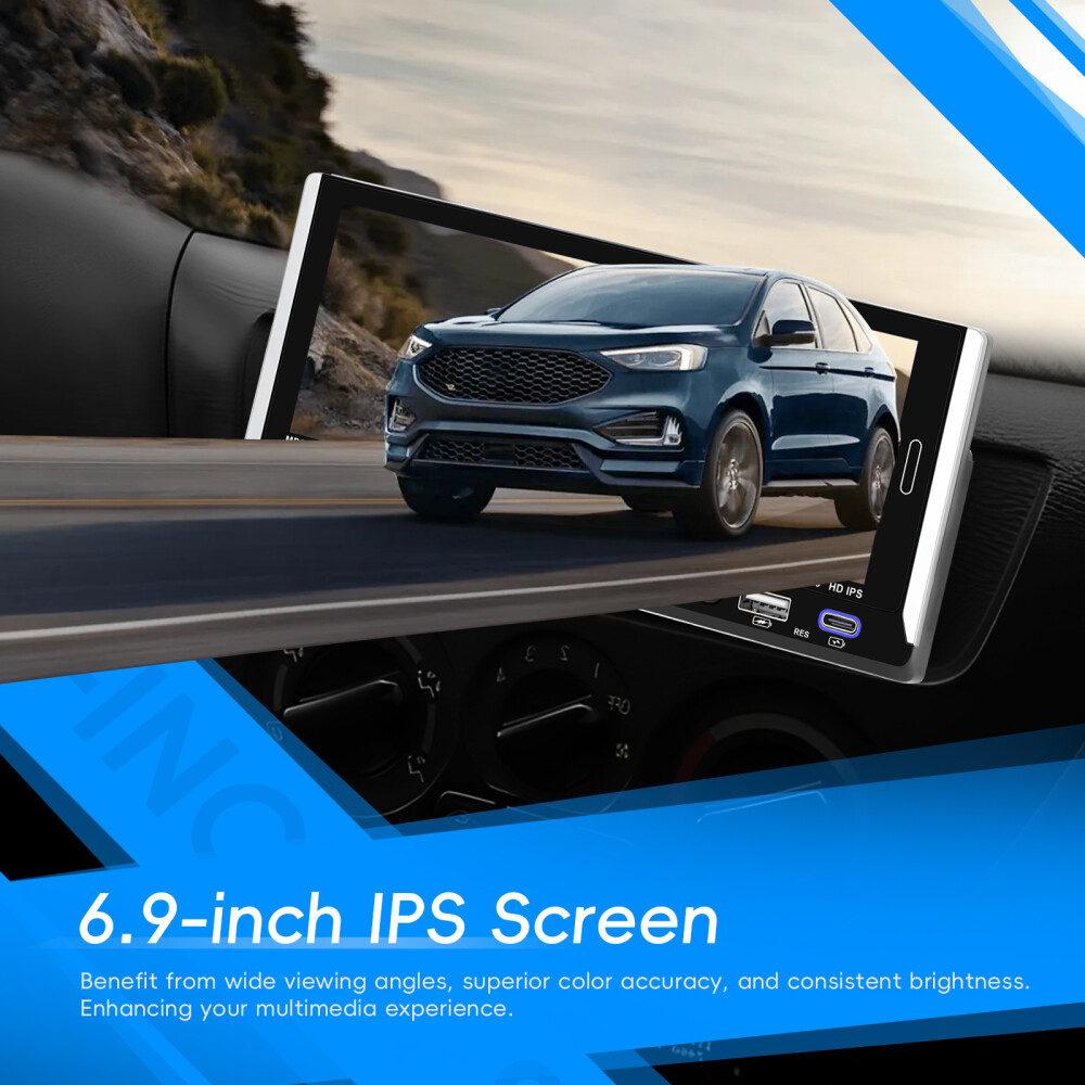 Single 1 DIN Car Radio GPS NAVI Carplay 6.9 Inch Stereo Player Android 15 2+64G