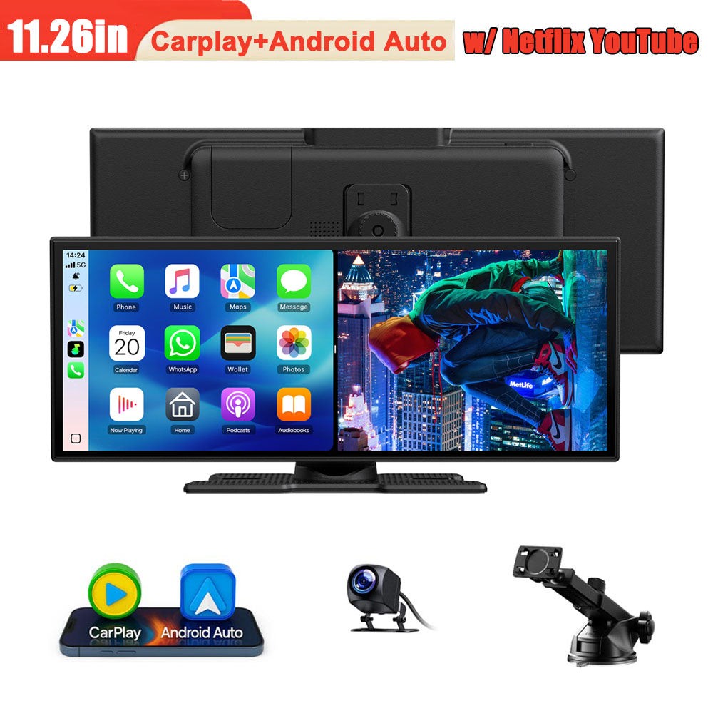 11.26″ Touch Screen Wireless Apple Carplay Portable Car Stereo w/Netflix YouTube