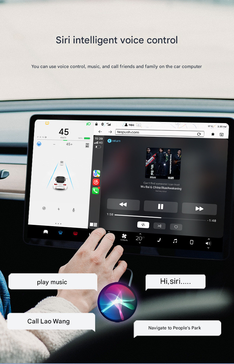 Original Car Screen Upgrade Wireless Carplay Tesla Connect Box Androidauto