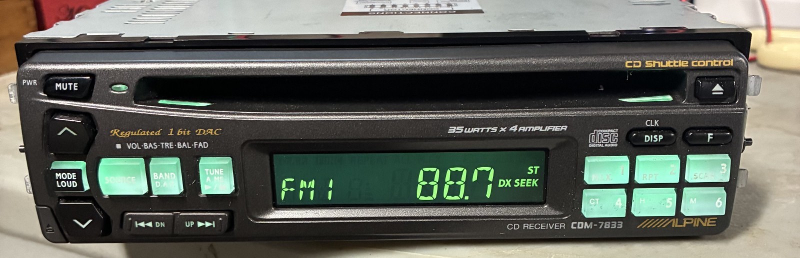 Vintage Alpine Car In-Dash CDM-7833 AM/FM/CD Player