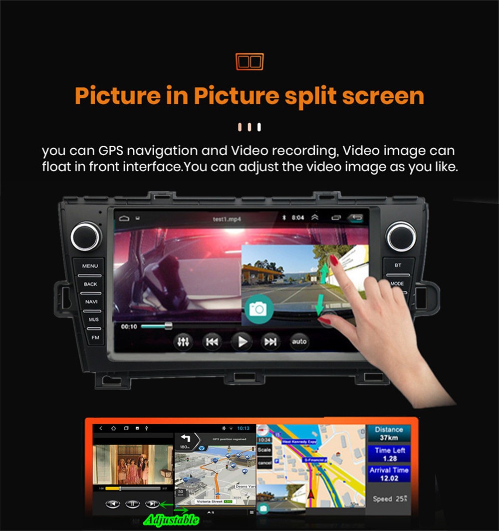 9In Car Touch Screen Player FM Radio USB WIFI Fit For Toyota Prius 2010-2015 RHD