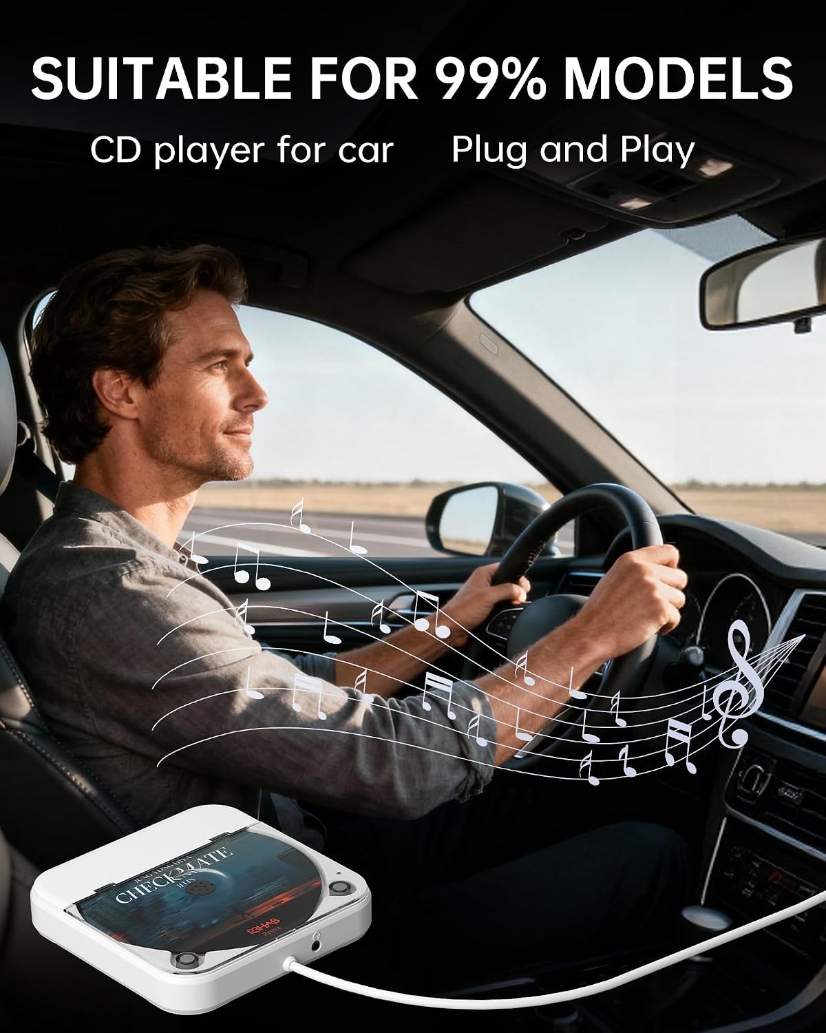 ENVYCLOUD Portable Car CD Player with USB/AUX Port,External CD Player