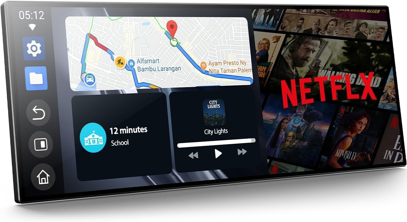 11” Wireless Carplay Screen for Car Built-in Net-Flix YouTube Apps, Portable…