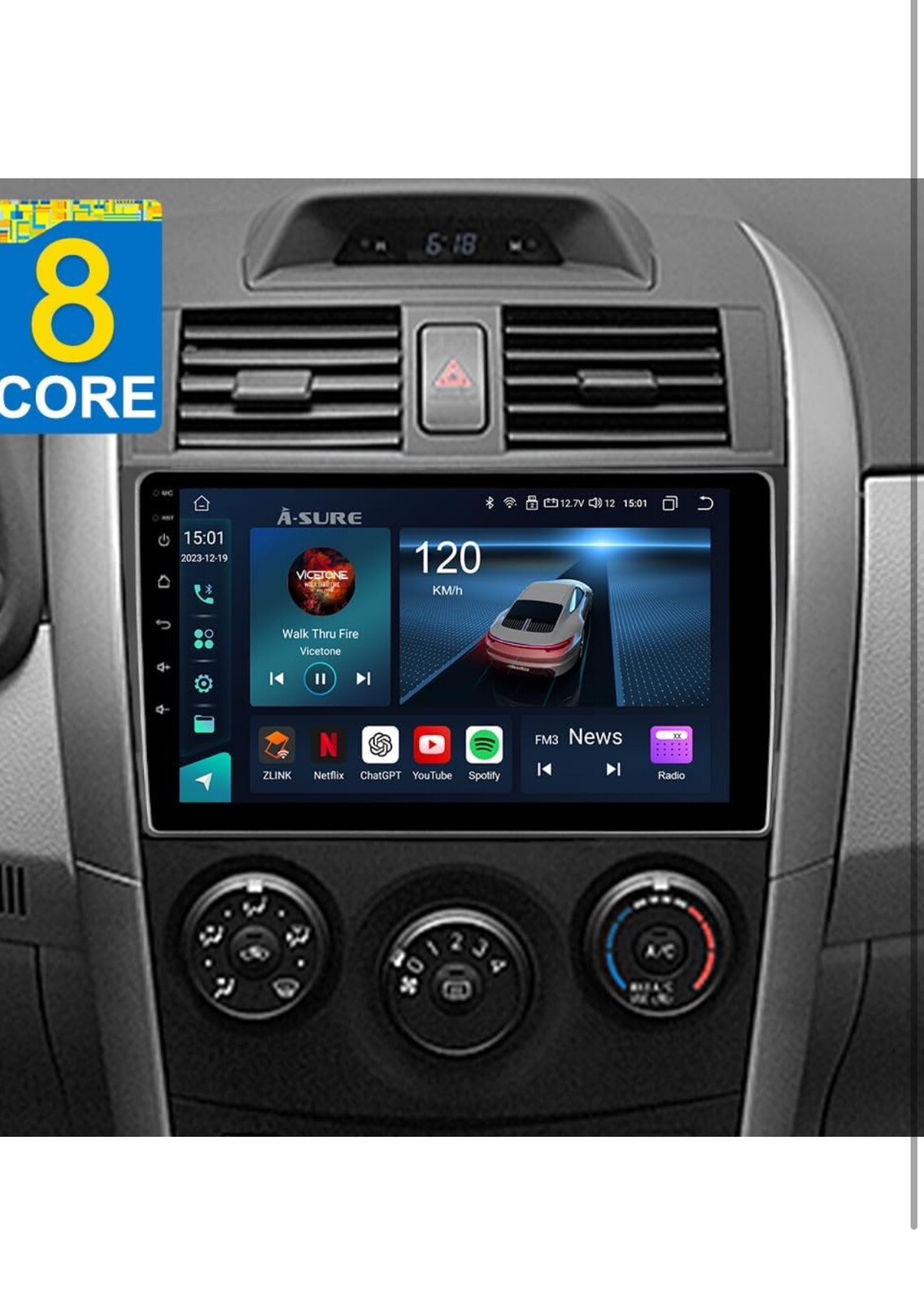 64GB DVR+ For Toyota Corolla 2006-2012 Android 64G Car Stereo Radio GPS Navigati