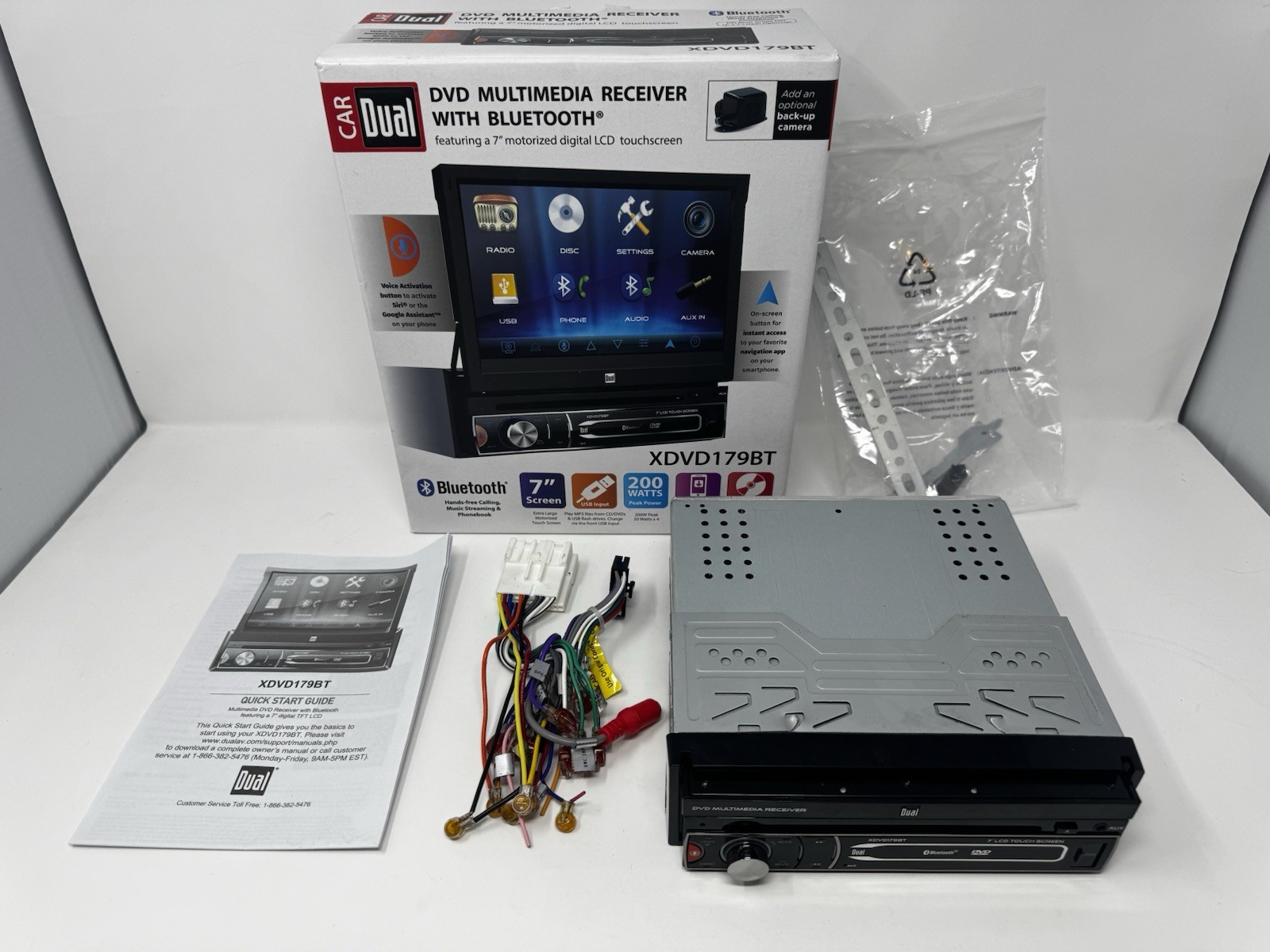 Dual XDVD179BT 7in Motorized Touchscreen Bluetooth DVD Car Stereo Single DIN