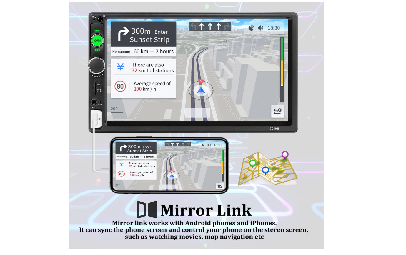 Radio Estereo De Pantalla Para Coche Carro Pantalla Tactil Doble Din Bluetooth 7