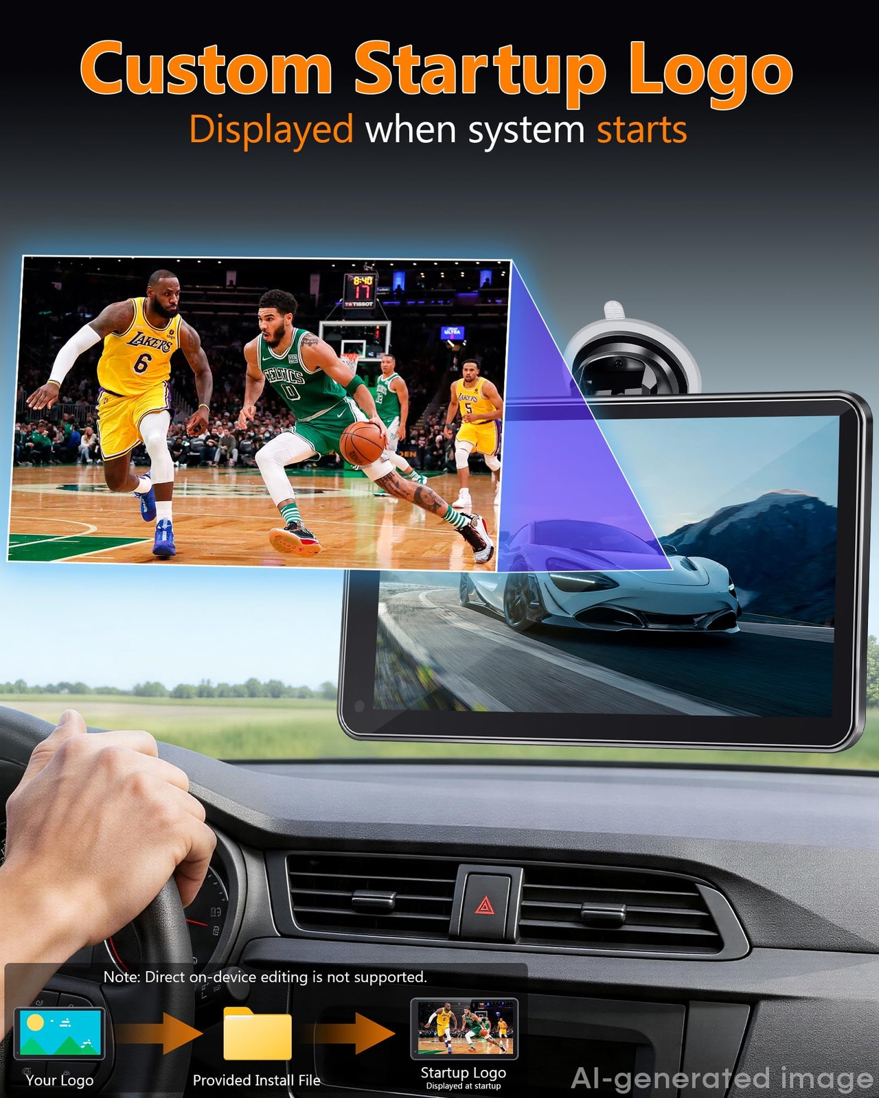 Portable Carplay Screen with Backup Camera – Plug-Play 7-inch HD 1080P Car To…