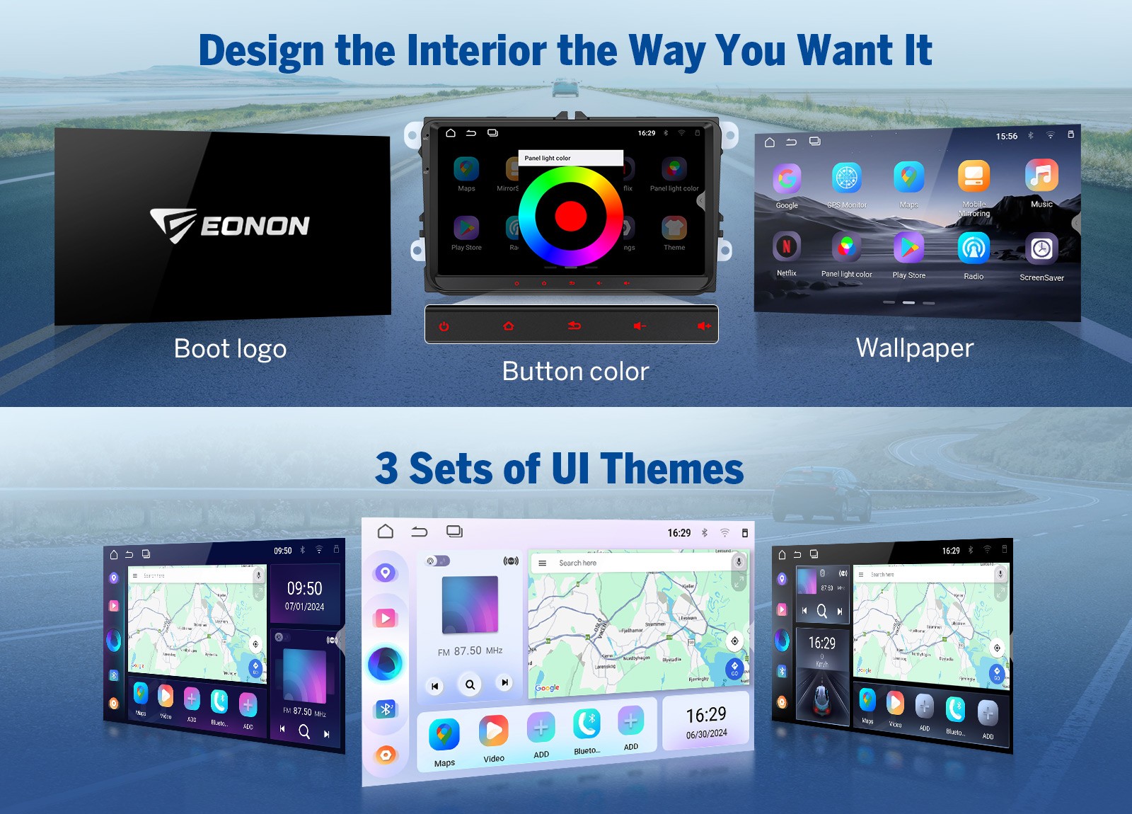 Eonon VWX7A Android 14 4+64 9″IPS for VW Amarok Caddy EOS Car Stereo CarPlay GPS