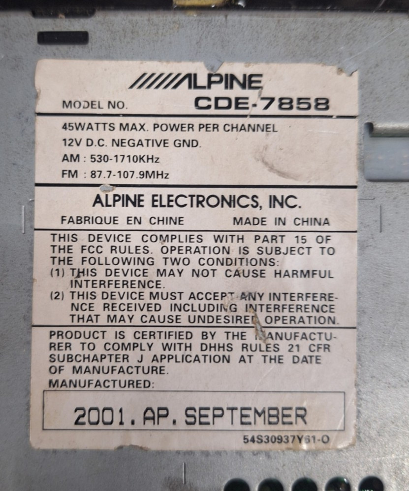 Alpine Radio CDE-7858