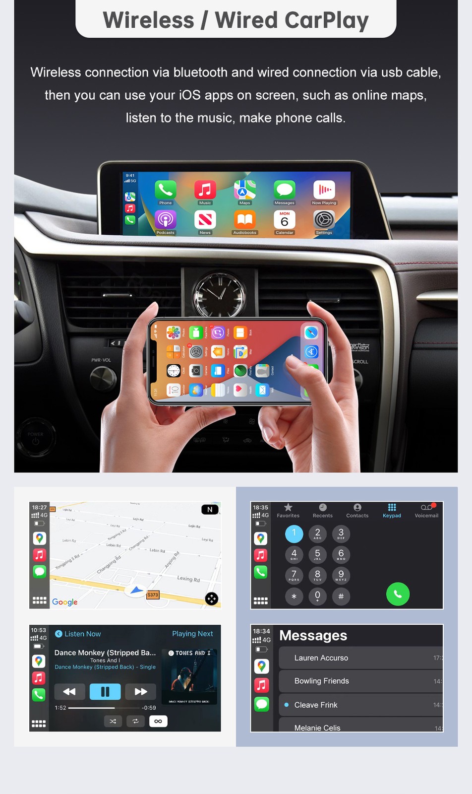 Wireless Carplay Android Auto Module For Lexus RX 2016-2019 Mirror Link AirPlay