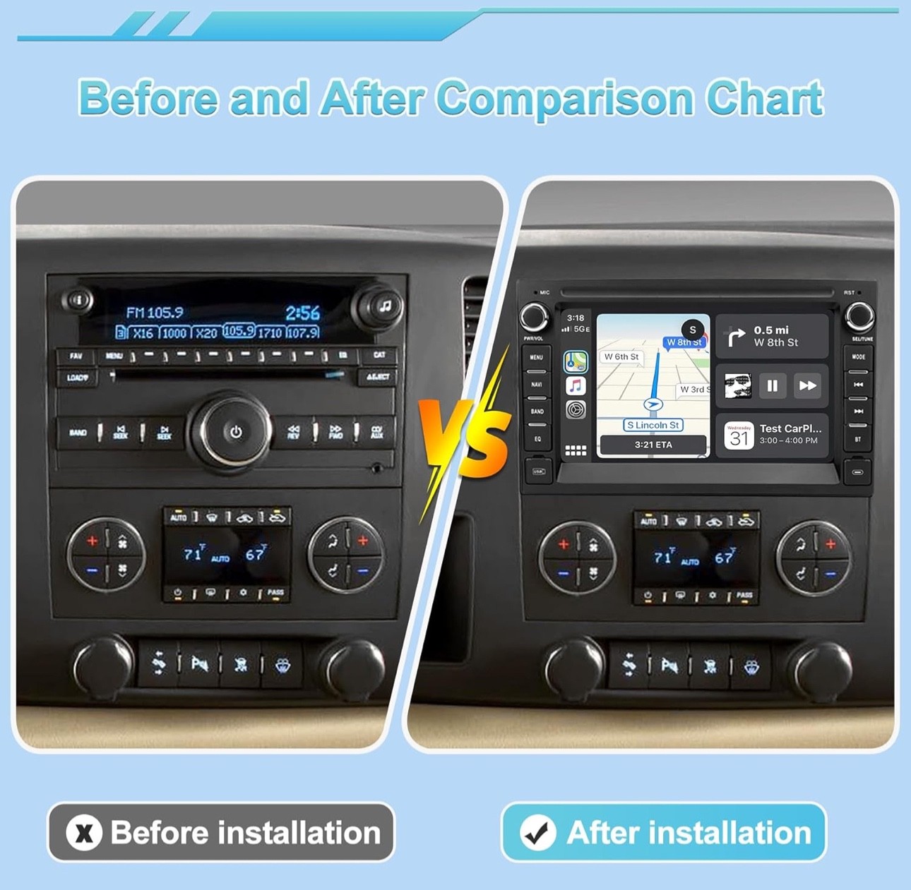 Car Radio for Chevrolet GMC Silverado Tahoe Yukon,Android 14, 2GB+64GB, Android