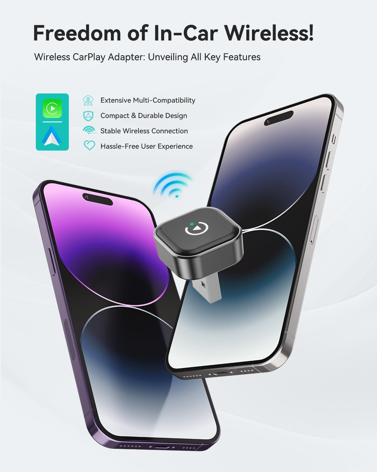 2026 2-In-1 Wireless Carplay & Android Auto Adapter, Ultra Mini Dongle Converts