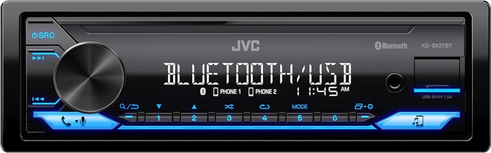 Car Stereo Receiver with Bluetooth, USB Charging, Remote App