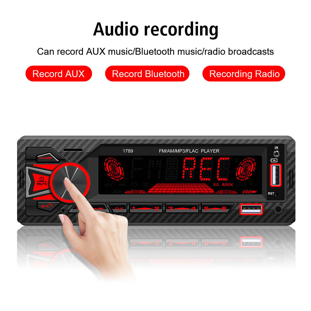 Single 1 DIN Car Stereo Radio Bluetooth MP3 Player AUX USB AM FM Audio Receiver