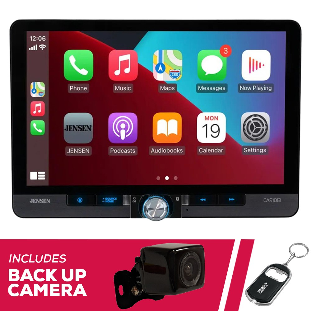 Jensen CAR1013 10.1″ 1-DIN/2-DIN Digital Multimedia with Backup Camera