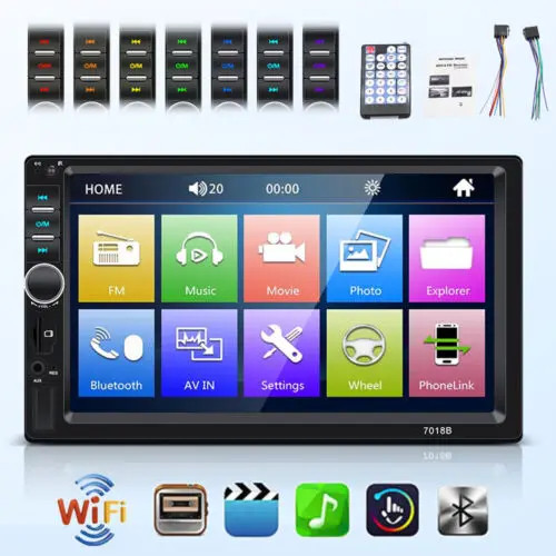 7″ Car Stereo MP5 Player Bluetooth Touch Screen 2DIN FM Radio Mirror Link Type-C