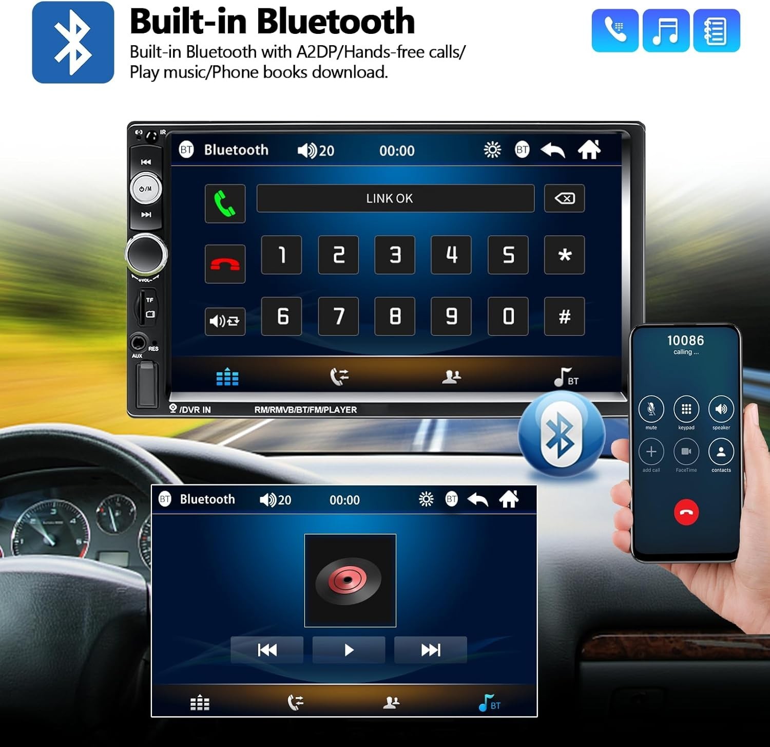 Advanced 7“ Touchscreen MP5 Car Player with Mirror Link & Steering Wheel Control