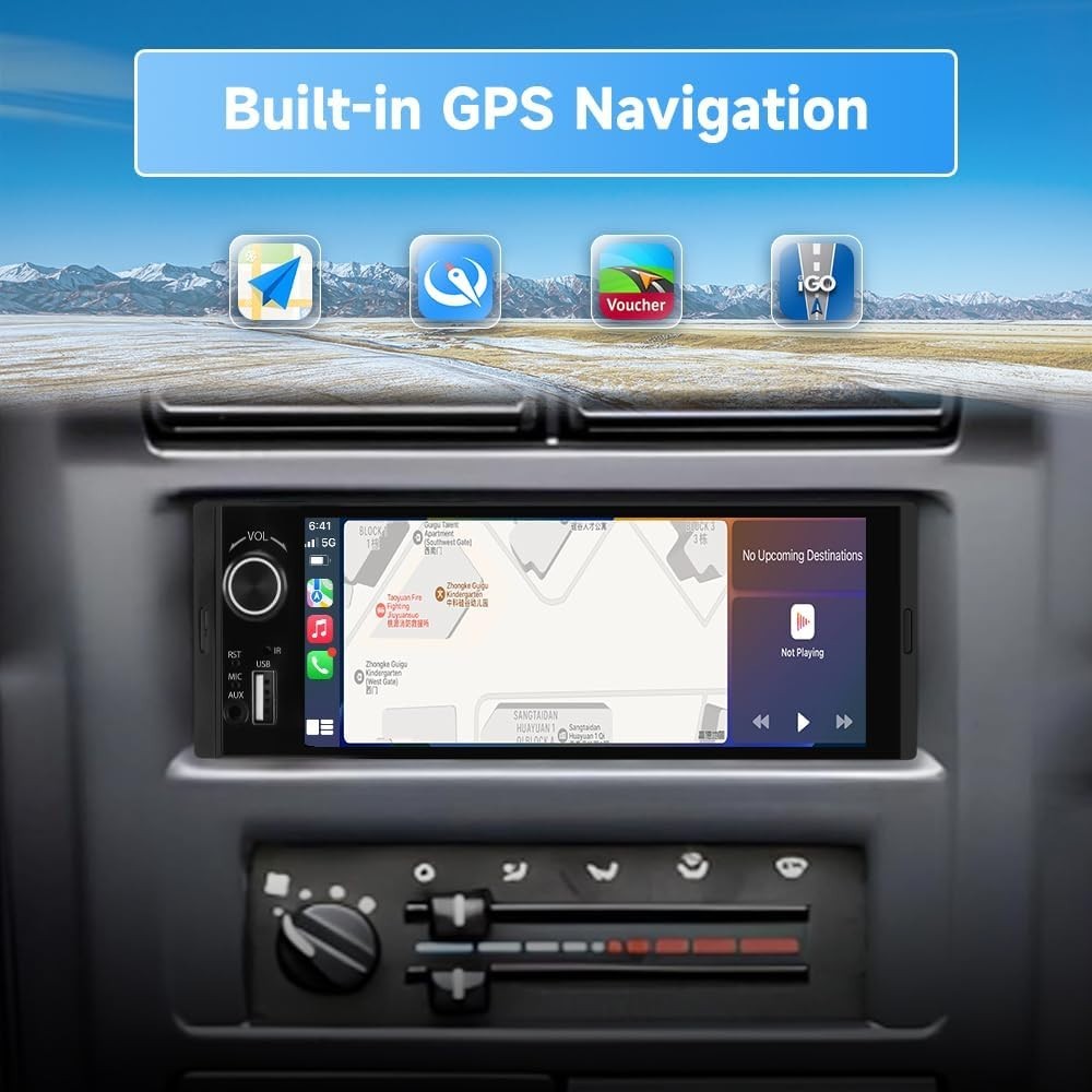 6.36 Inch Car Stereo with CarPlay, Android Auto & 5-Band EQ for Custom Sound