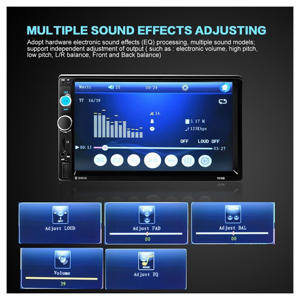 Estéreo para coche con Bluetooth, reproductor MP5 de 7 pulgadas, pantalla táctil