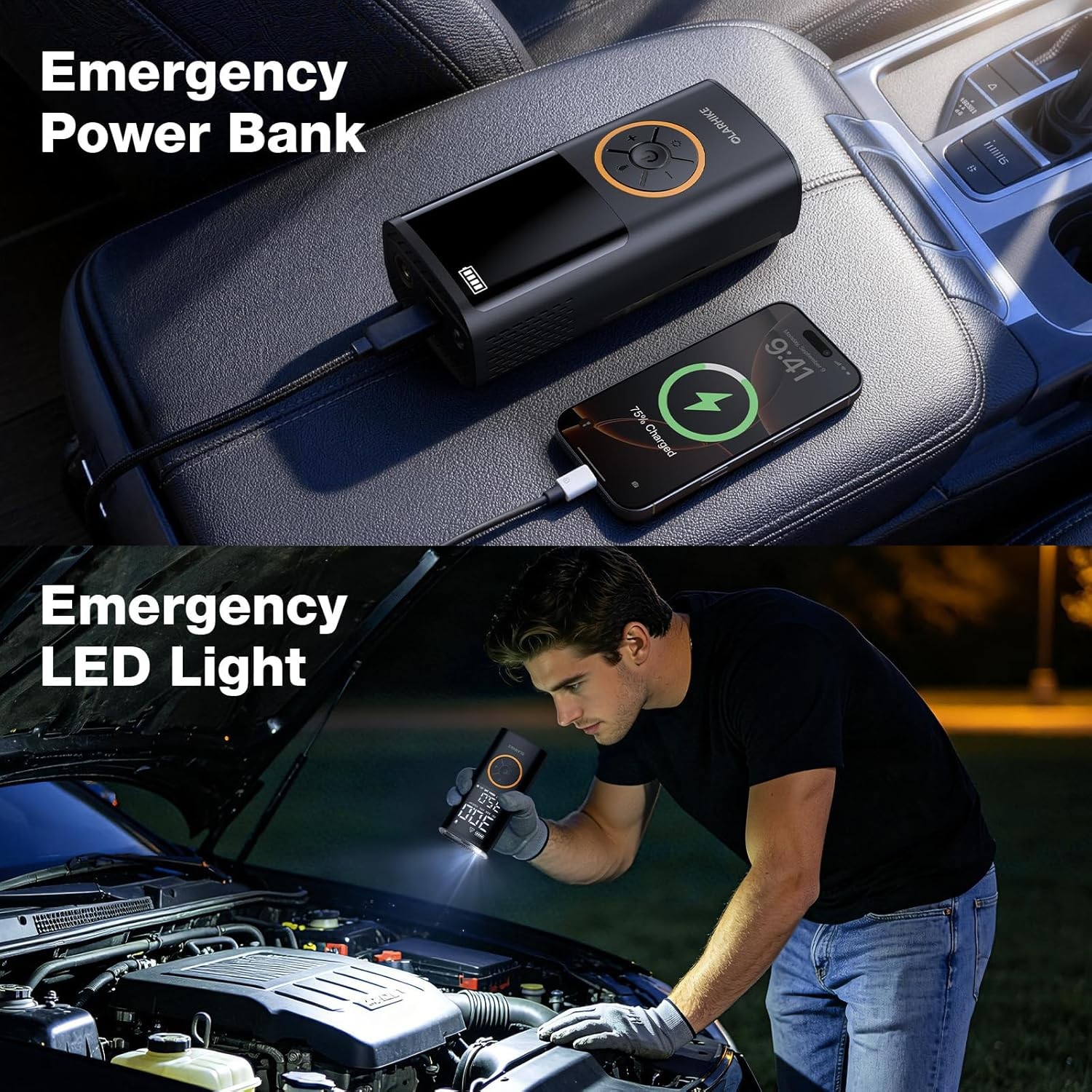 Tire Inflator Portable Air Compressor, Smart Dual Hose System, Auto Air Pump for