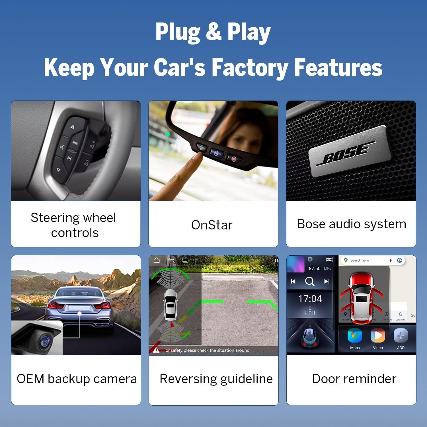 Plug & Play Car Stereo for GM Vehicles, Rear Camera Support