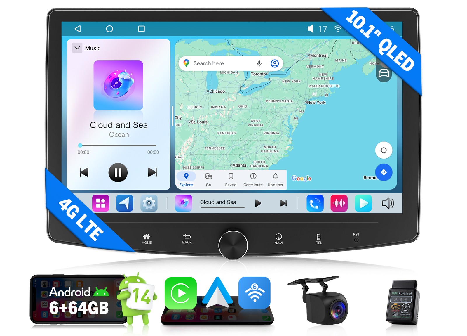 10.1″ 2DIN Car Stereo Wireless CarPlay Android Auto 14 GPS Sat Nav DSP Universal