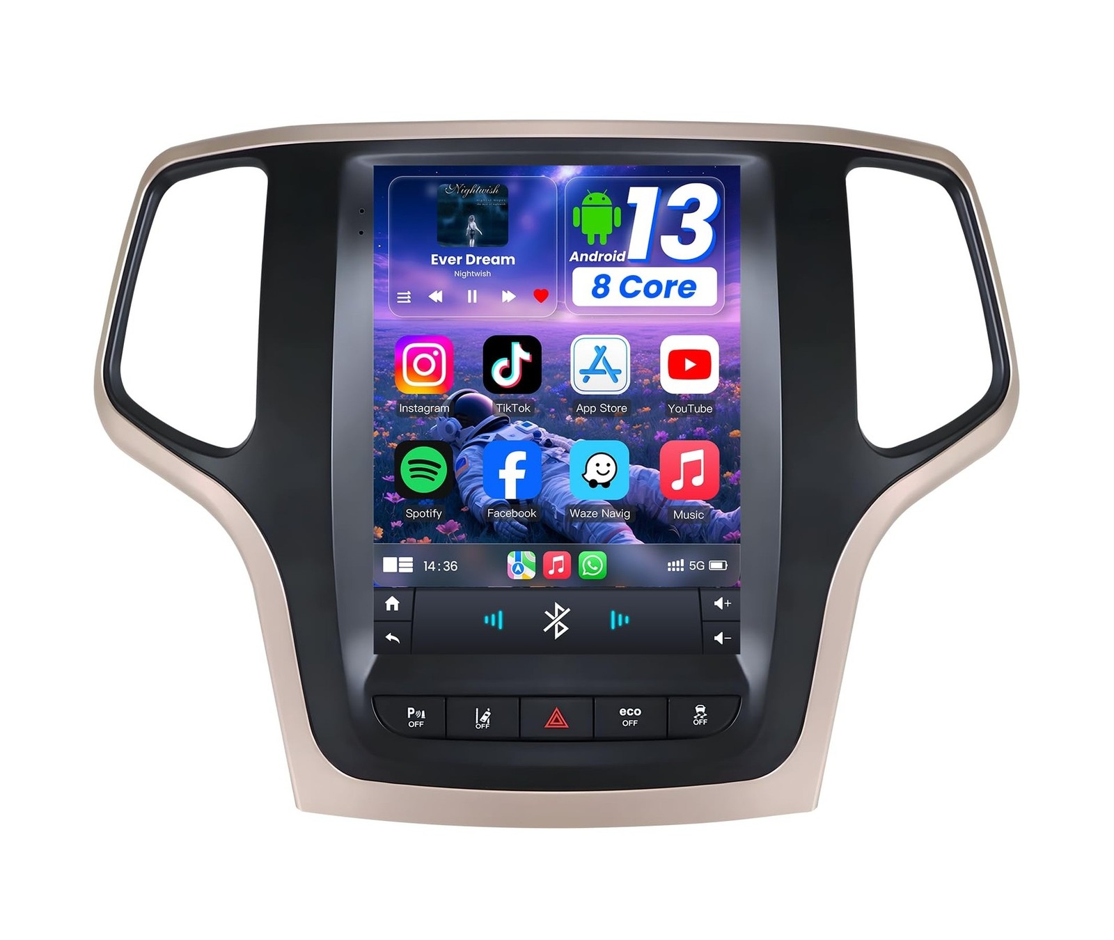 8Core Car Radio for Jeep Grand Cherokee 2014 2015 2016 2017: Tesla Style Touc…