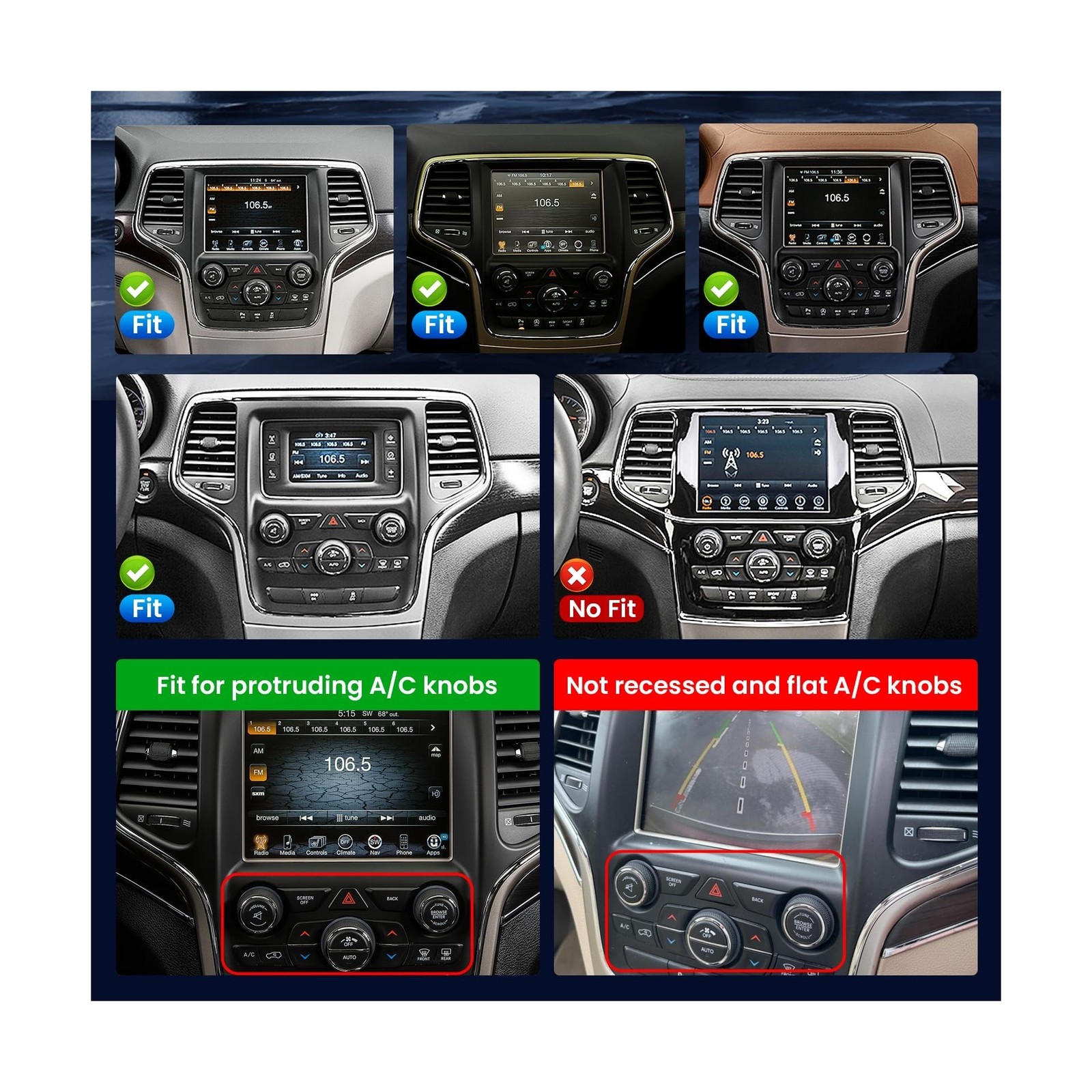 8Core Car Radio for Jeep Grand Cherokee 2014 2015 2016 2017: Tesla Style Touc…