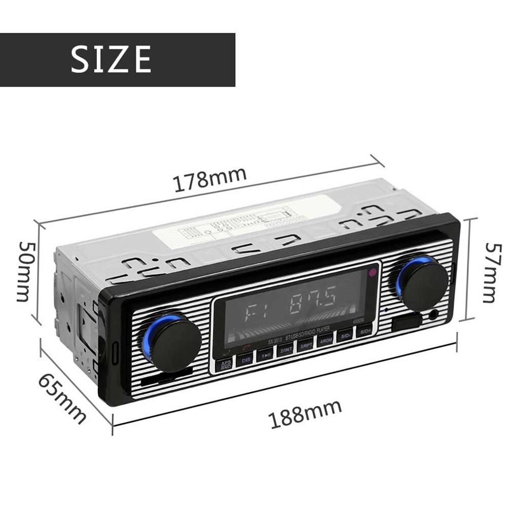 Bluetooth Vintage Car MP3 Player FM Radio AUX Classic Stereo Audio Receiver UE