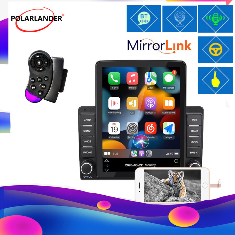 9.5″ Dual Din Car Radio Vertical Screen MP5 CarPlay Multimedia BT/FM/AUX/WIFI/SD