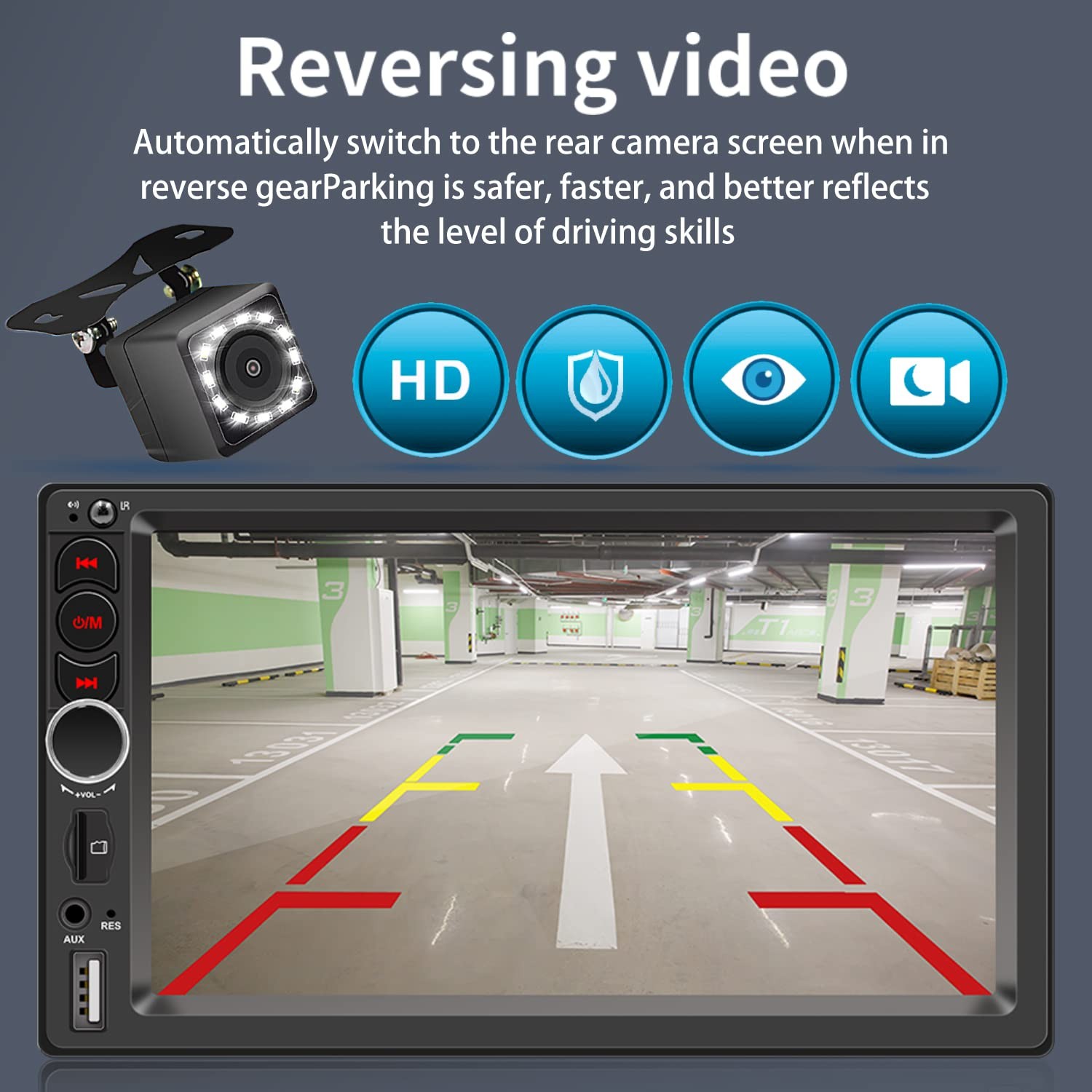 Nideocion 7 Double Din Car Stereo Build-In Apple Carplaybluetooth 5.1 Hand-Free